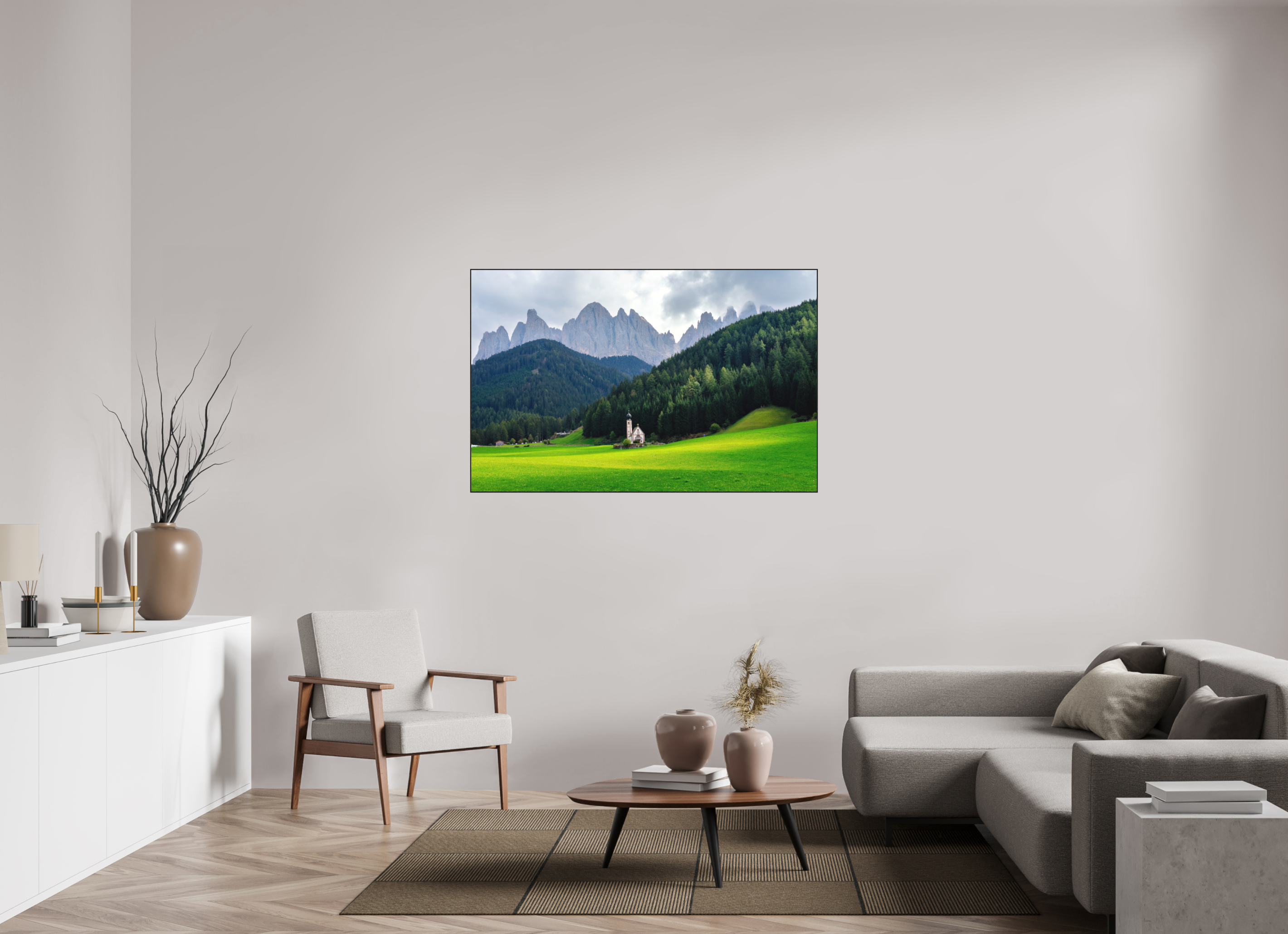140.3 x 90 cm, Solid Wood Artbox Alpine Landscape - Italian Dolomites