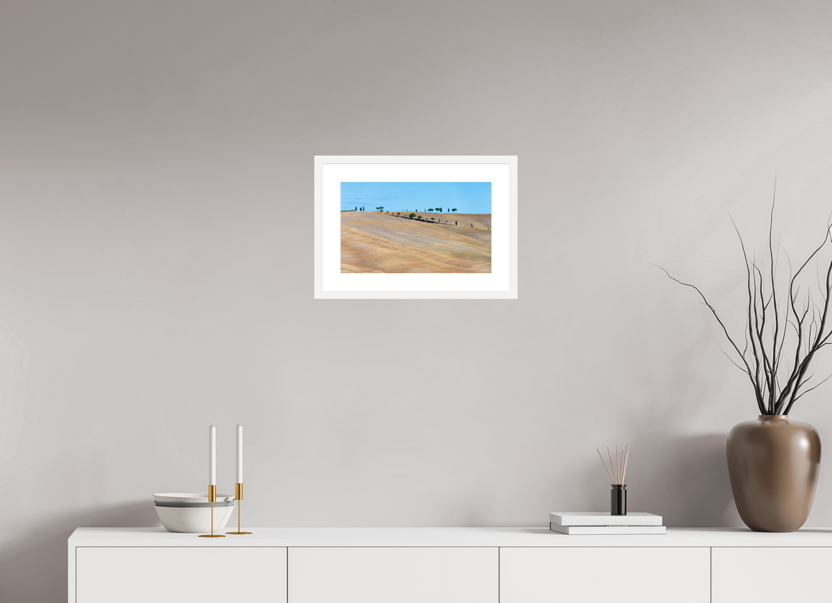 40.7 x 25 cm, Fine Art Print with Frame Waves of the Harvest, Tuscany, Italy