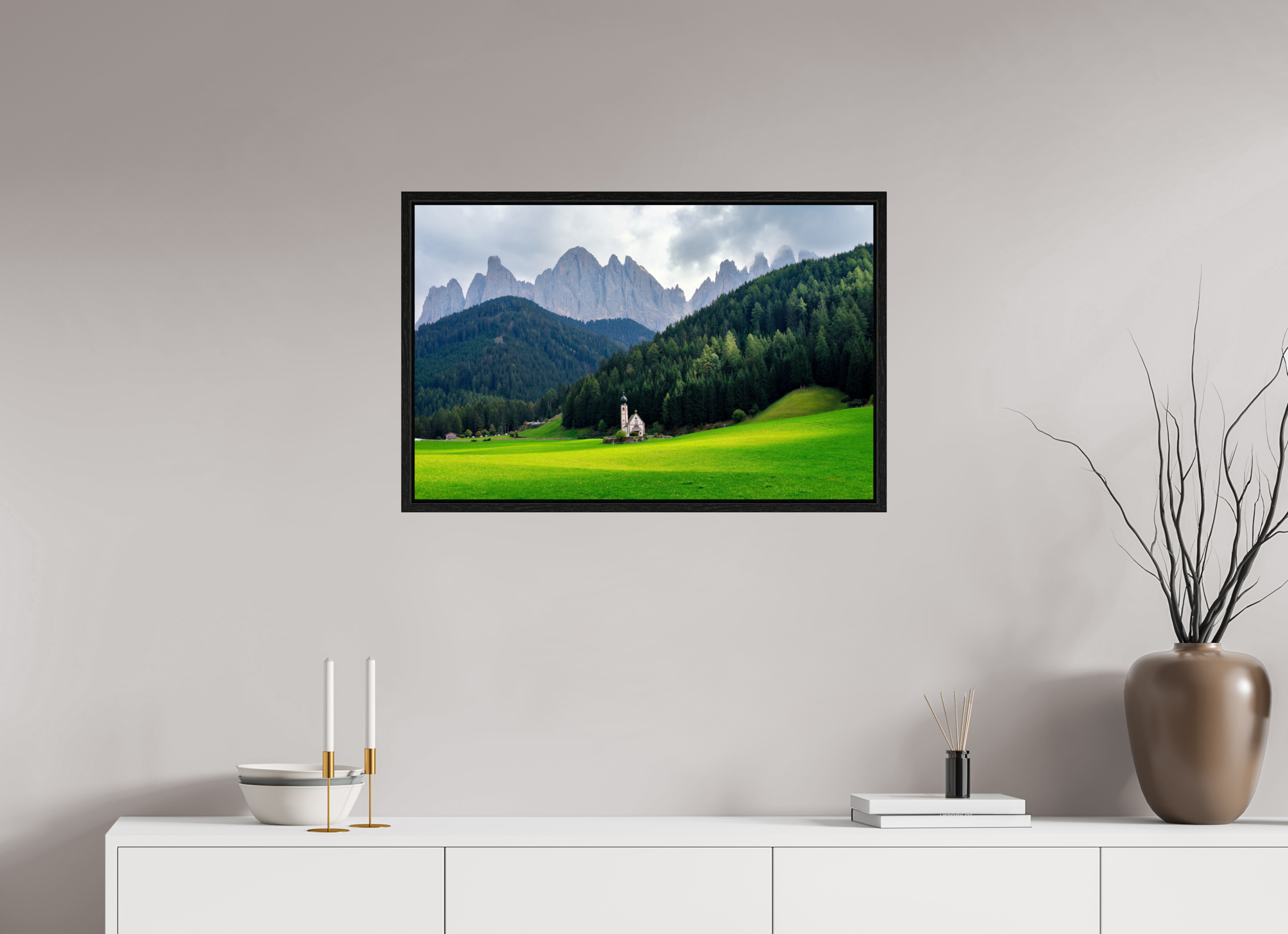 77.9 x 50 cm, Floater Frame Alpine Landscape - Italian Dolomites