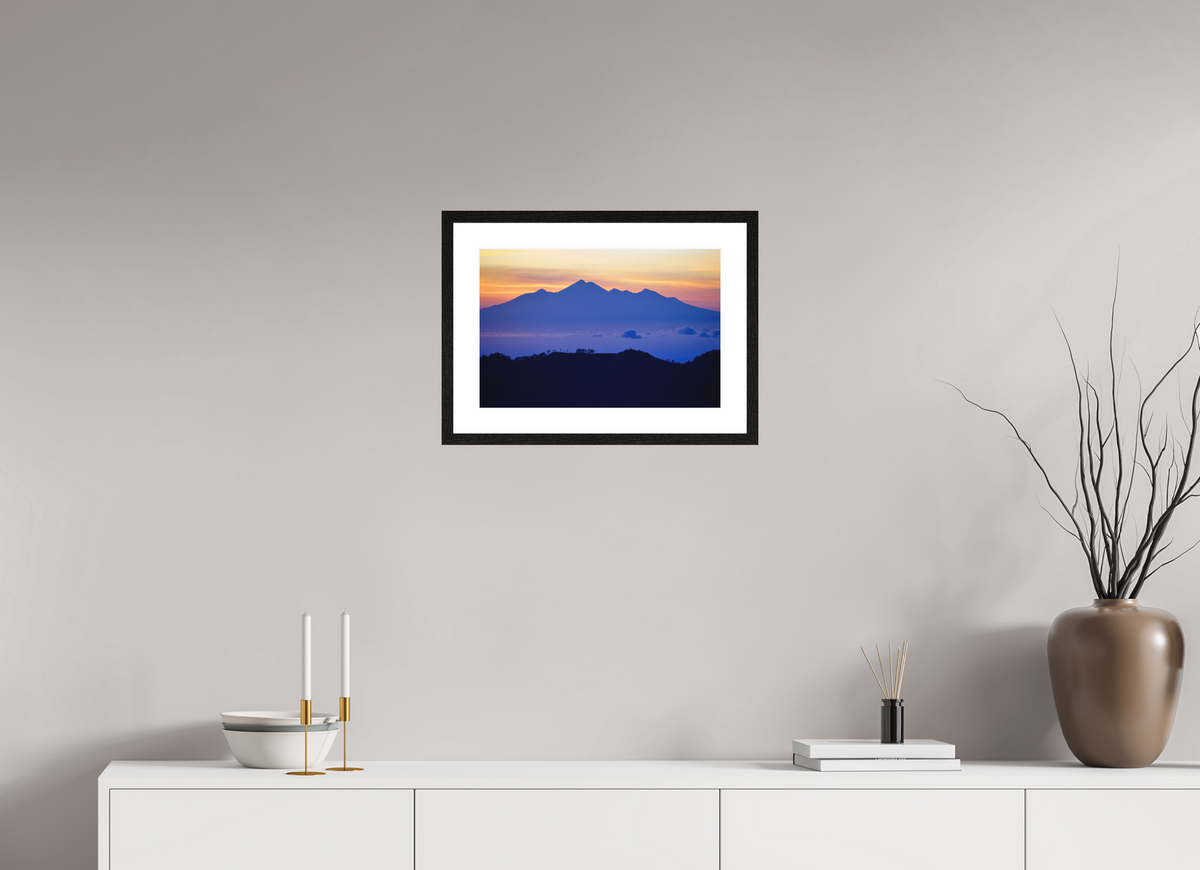 45 x 30 cm, Smooth Natural Paper Print with Frame Mount Agung at Sunrise - Bali - Indonesia
